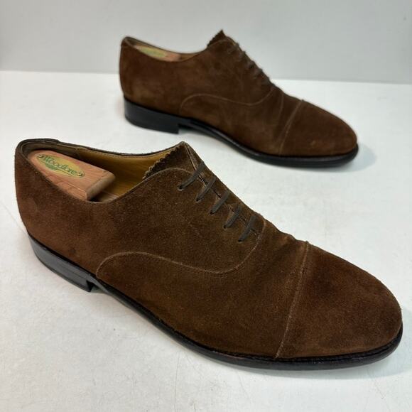 NEW HEELS Morjas The Oxford Snuff Suede Cap Toe Handmade in Spain US 11.5 - Picture 5 of 13